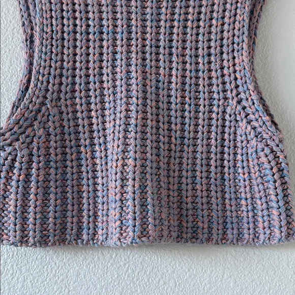 Free People‎ Chunky Knit Cotton blend Crop Purple Hoopla Sweater Vest XS - Picture 5 of 12
